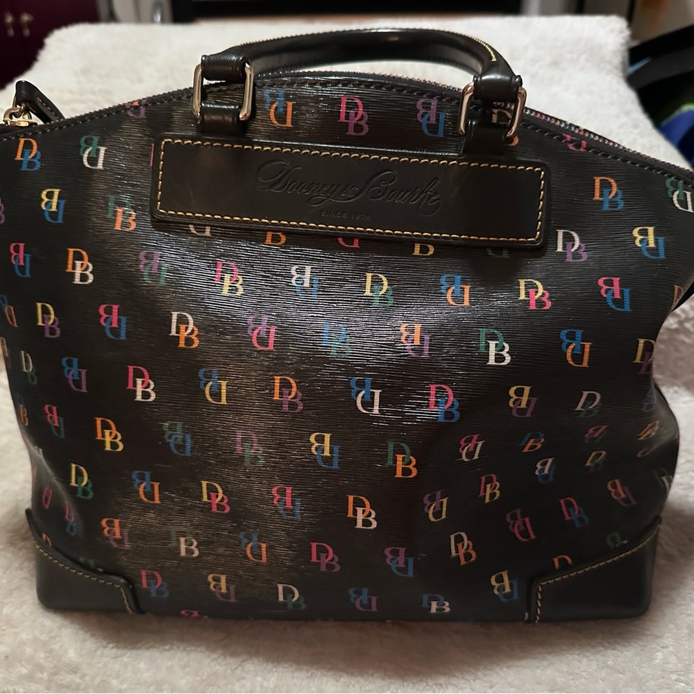 Dooney & Bourke Black Handbag with Colorful Logo